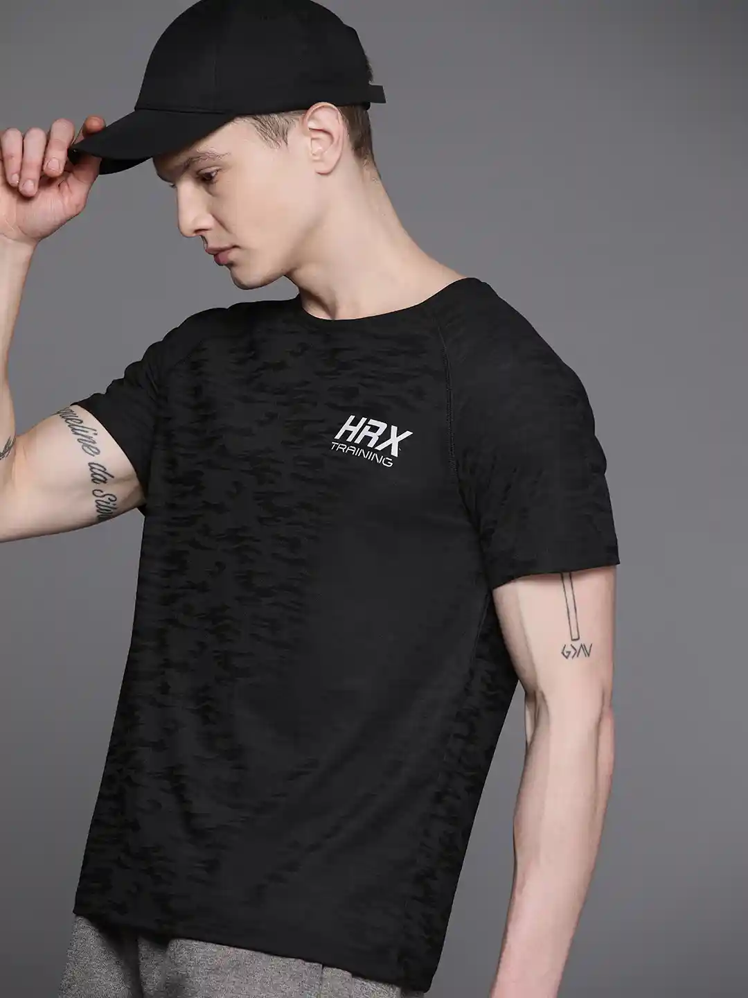 HRX by Hrithik Roshan Men Brand Logo Printed Raglan Sleeves Rapid-Dry  Sports T-shirt