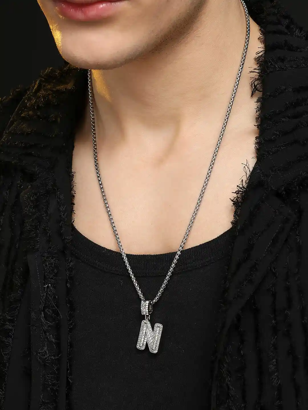 Silver Chain Locket N Buy French Accent Men Silver Plated Stone