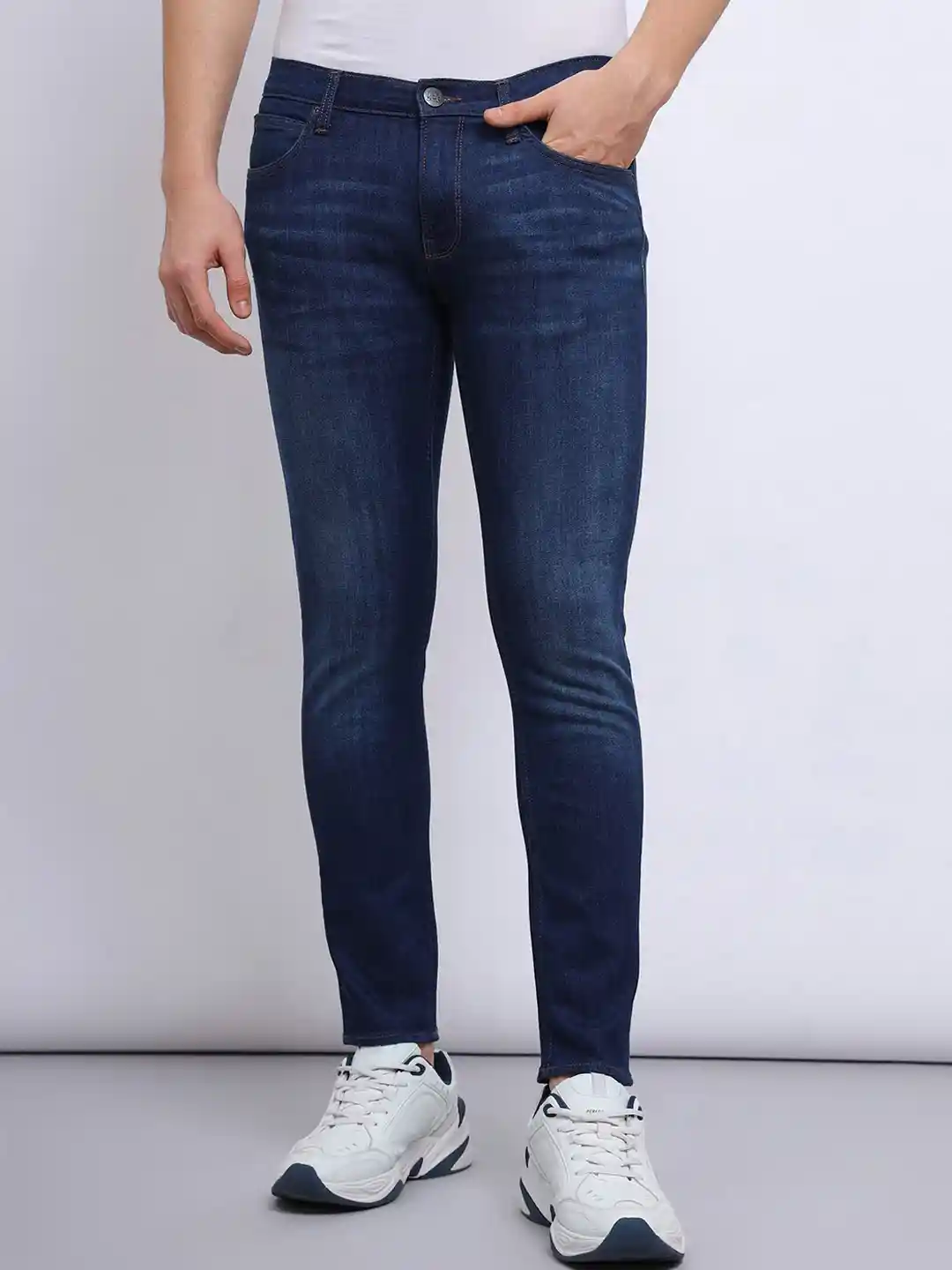 Lee Men Skinny Fit Low-Rise Light Fade Stretchable Jeans