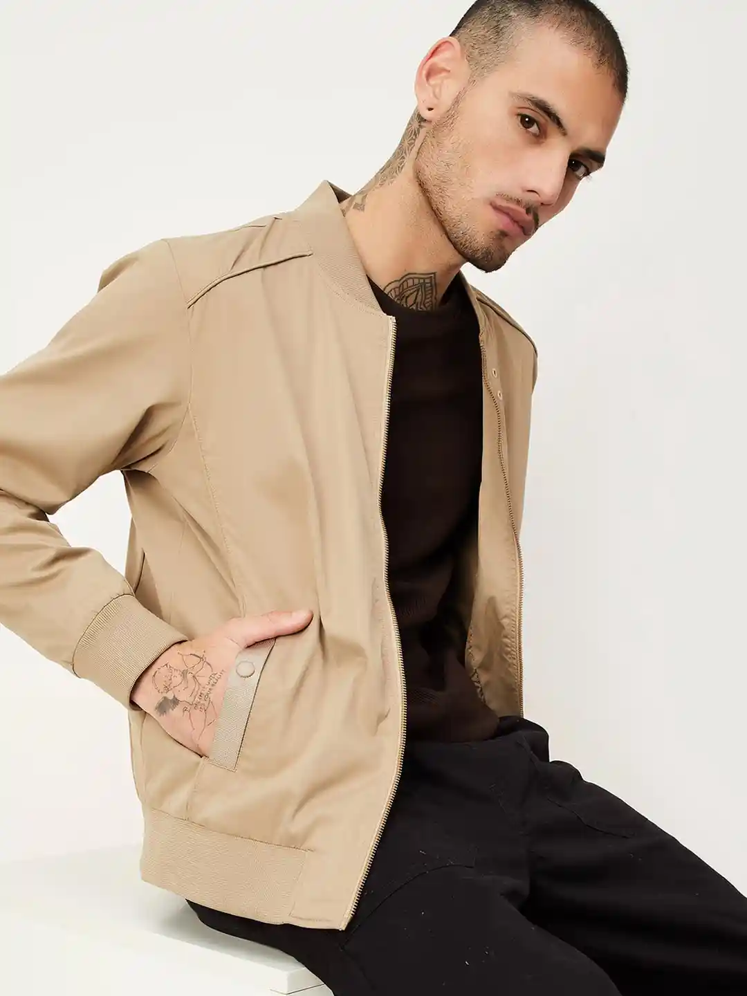 Buy max Stand Collar Bomber Jacket Jackets for Men 26070930 Myntra