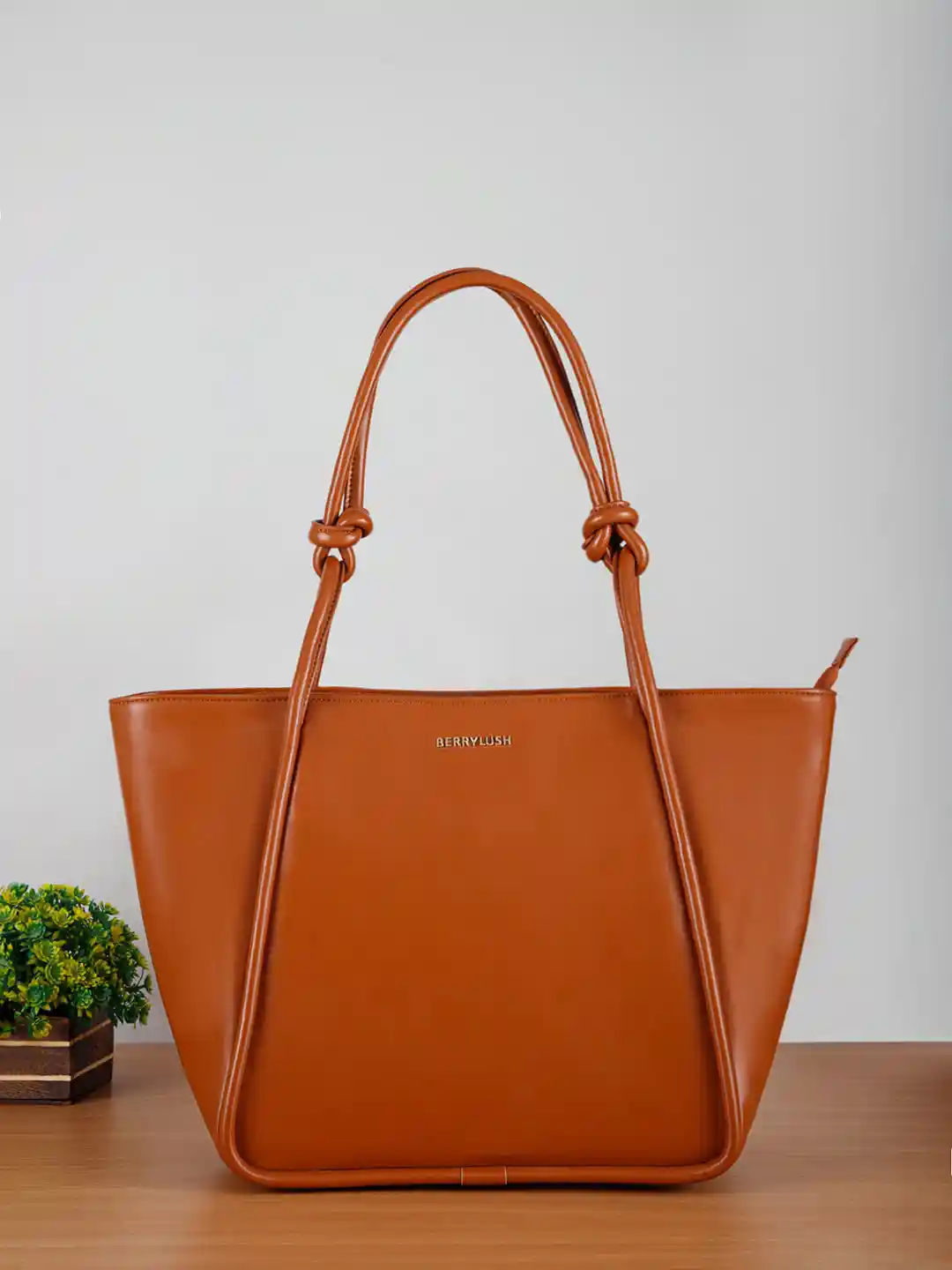Berrylush Brown Structured Shoulder Bag