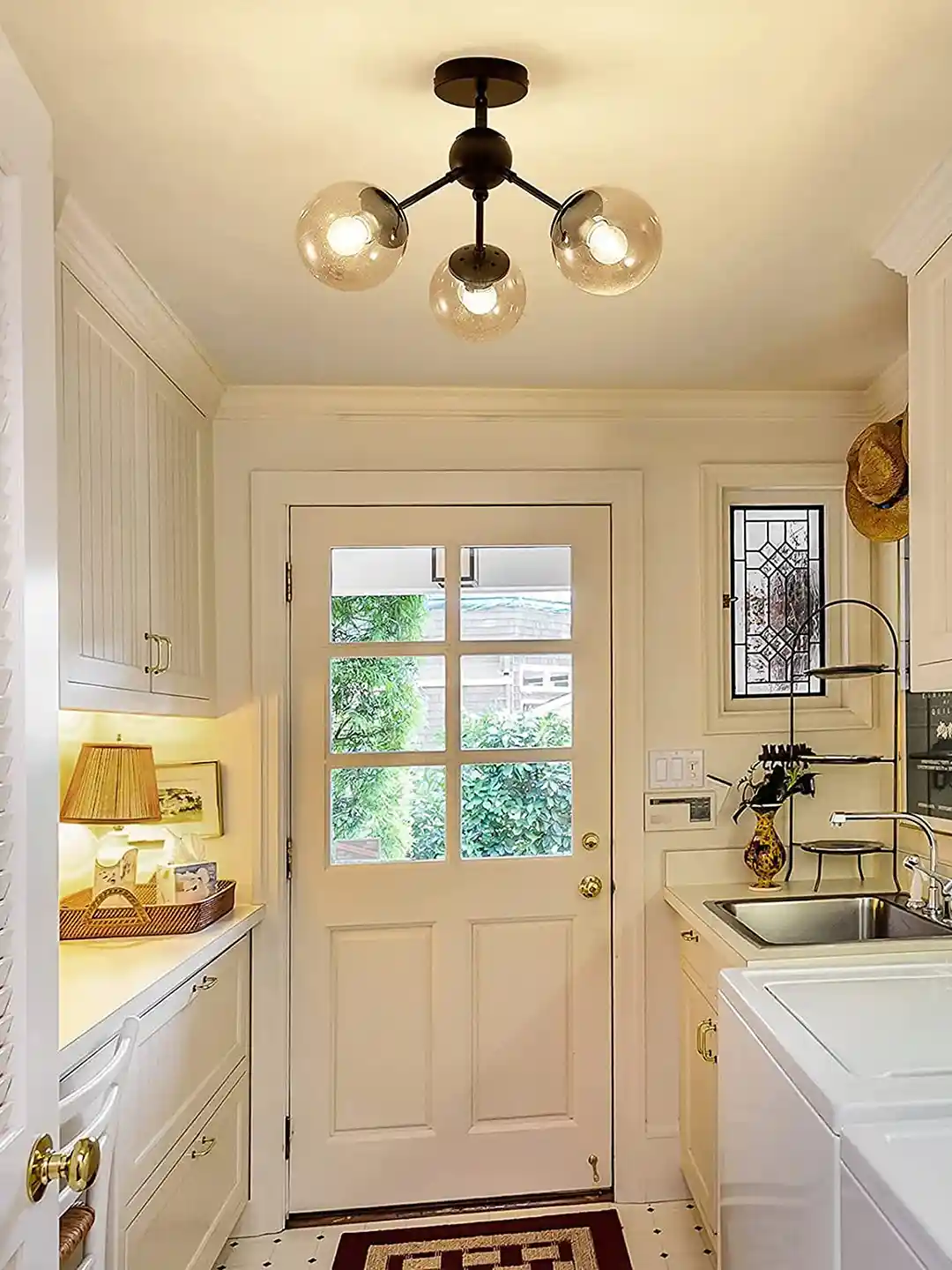 Buy MFD HOME FURNISHING Black Yellow Chandelier 3-Light Ceiling