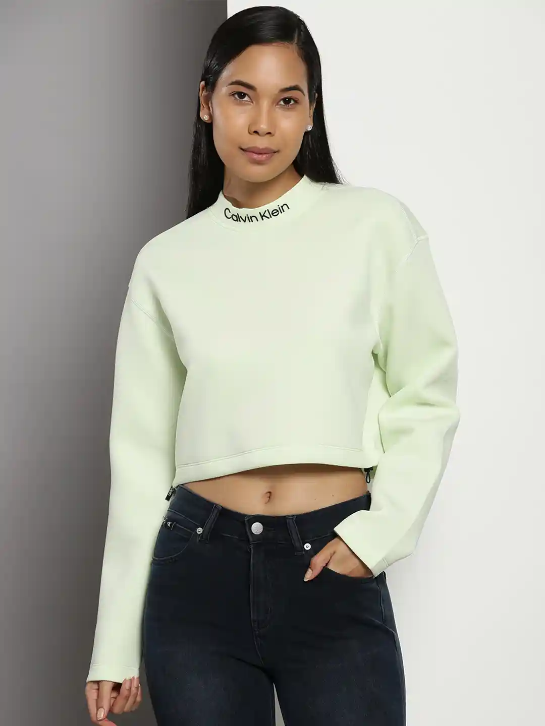 Buy Calvin Klein High Neck Crop Pullover Sweatshirts for Women