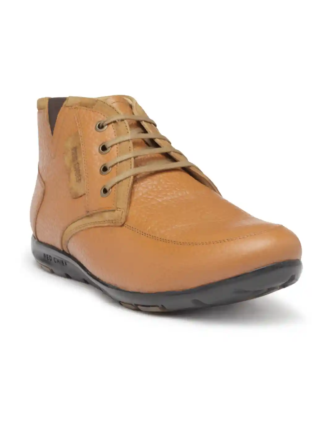 Buy Red Chief Men Tan Brown Solid Leather Mid Top Flat Boots