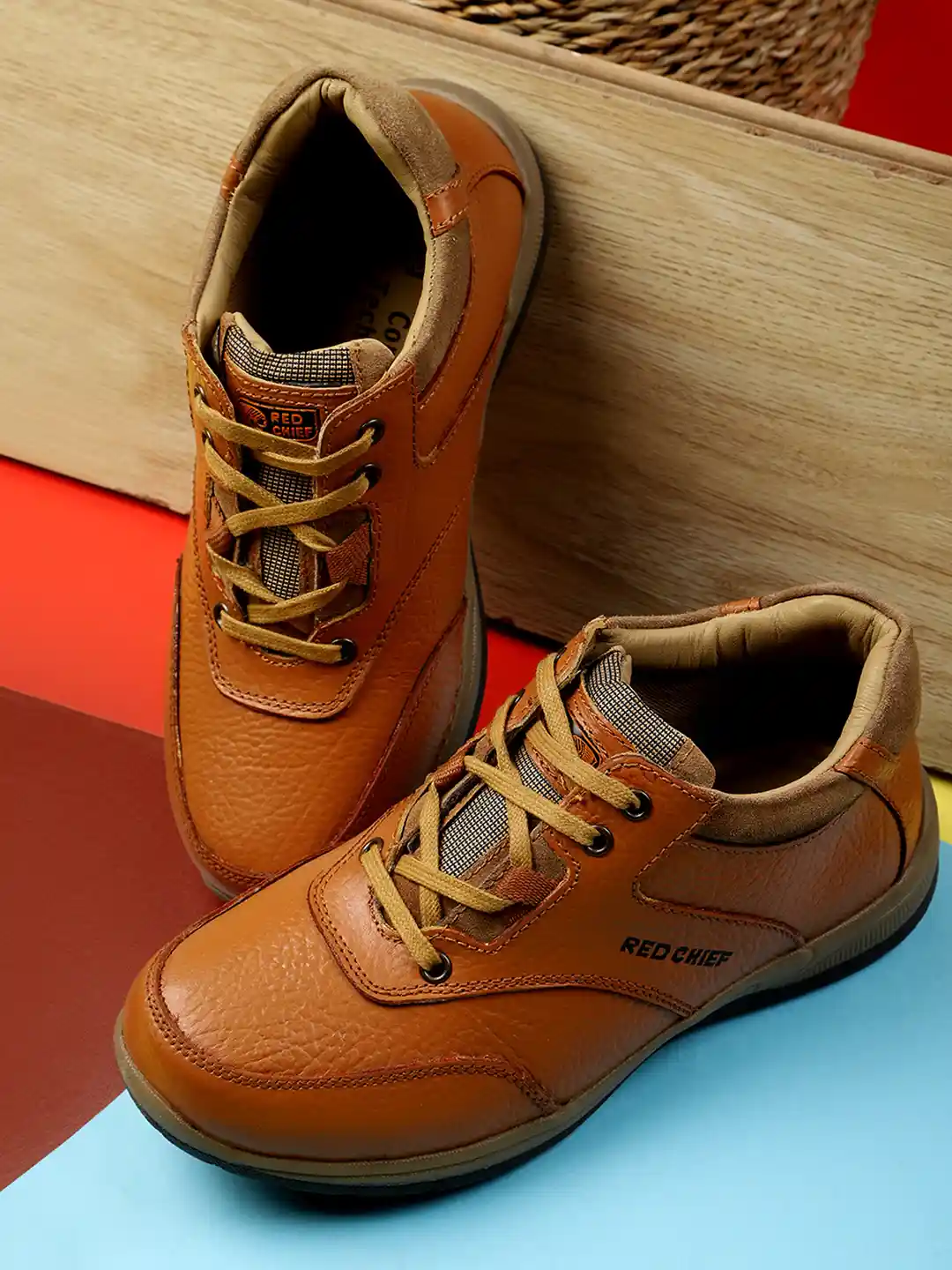 Red Chief Men Tan Leather Casual Sneakers