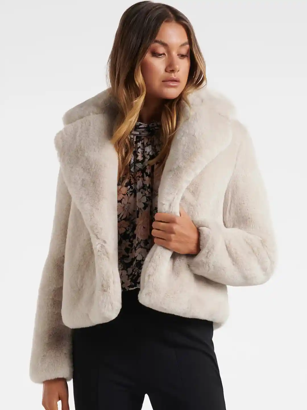 Buy Forever New Notched Lapel Faux Fur Trim Over Coats Coats for