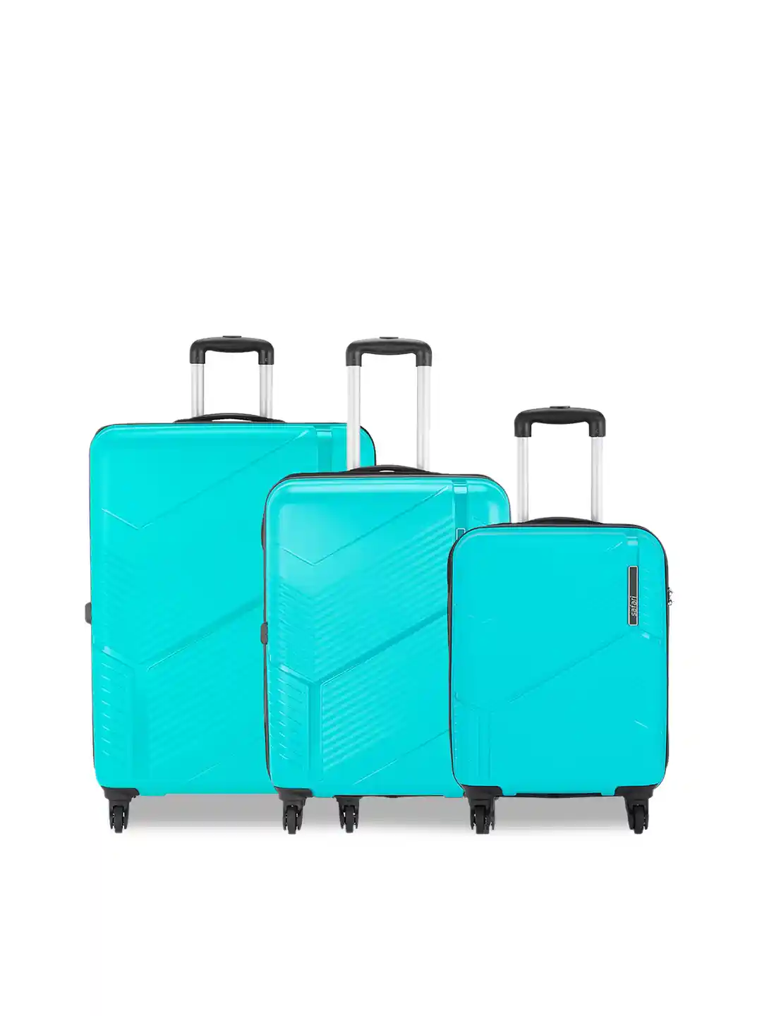 Buy Safari Set Of Carter Light Blue Textured Hard-Sided Trolley