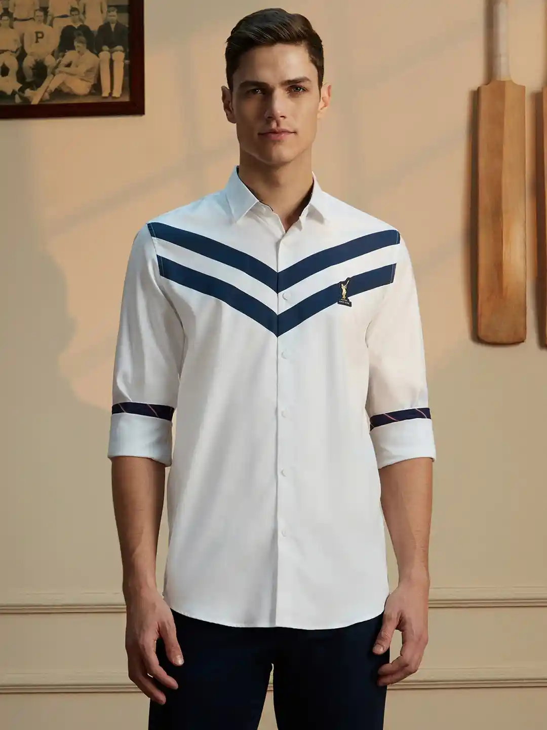 Peter England White Half Sleeve Jacket Peter England Shirts Online