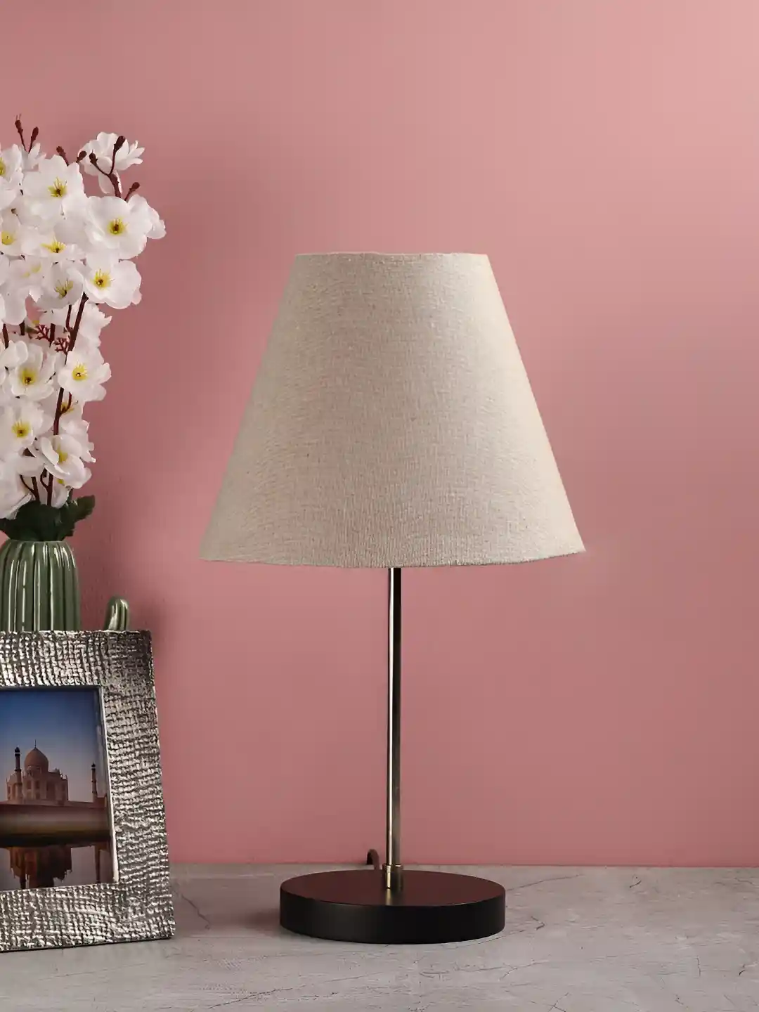 Buy BTR CRAFTS Black Beige Frustum Shaped Metal Table Lamp