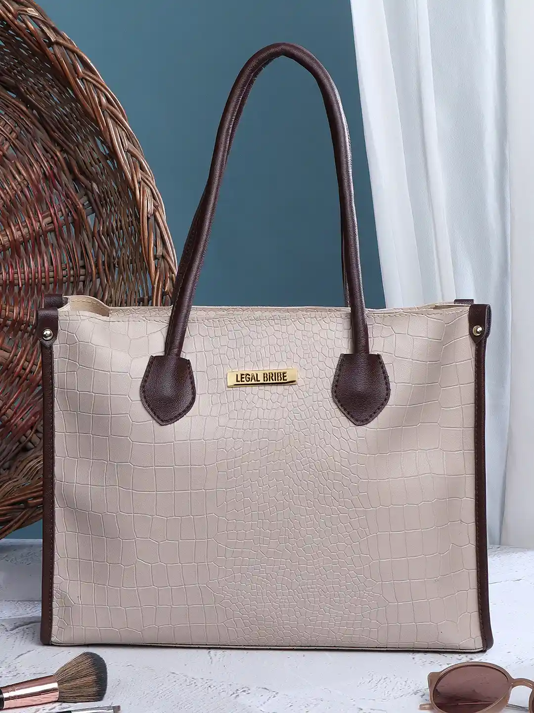 Buy LEGAL BRIBE Textured Structured Oversized Shoulder Bag