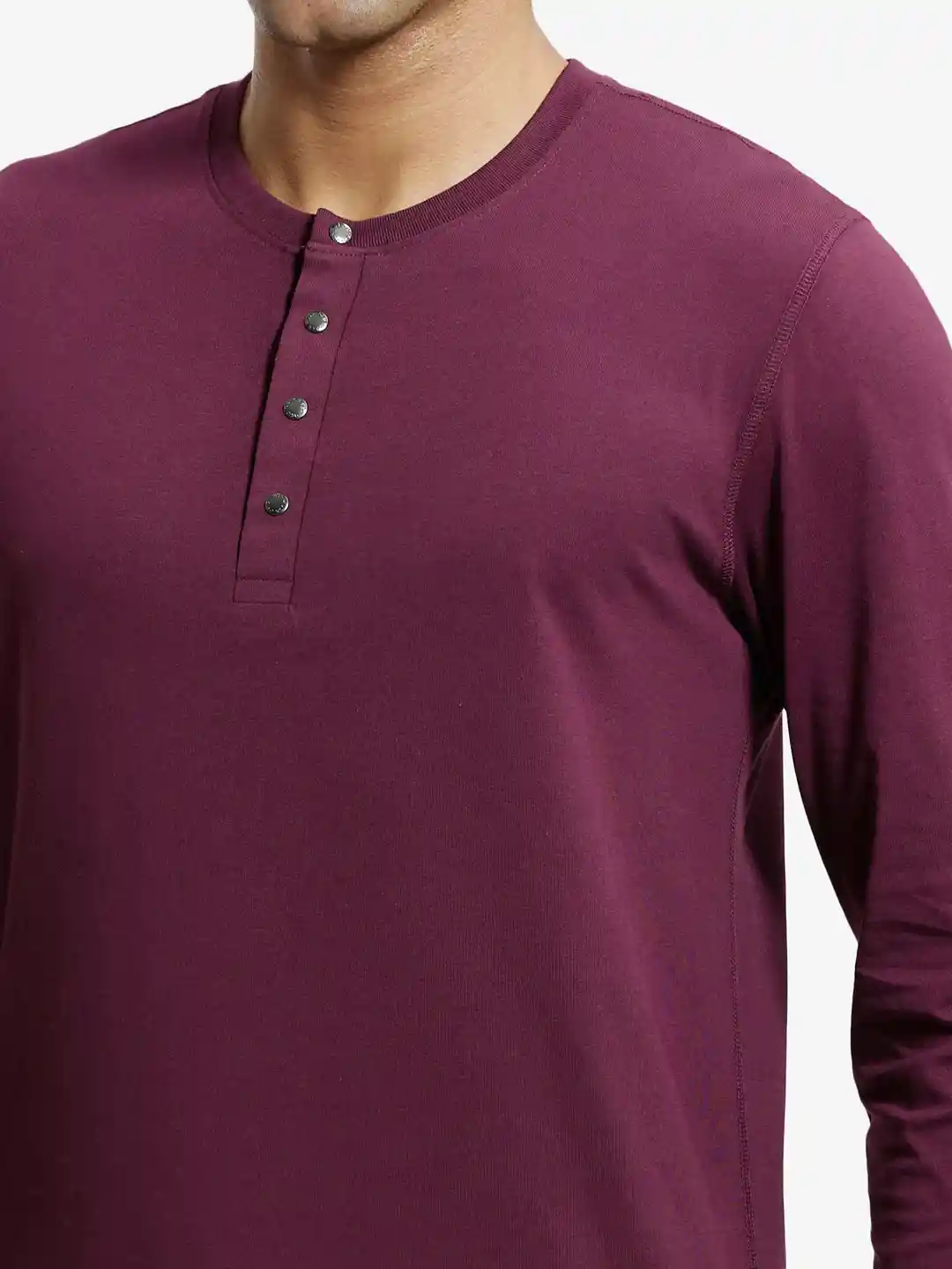 Buy Jockey Super Combed Cotton Rich Solid Full Sleeve Henley T