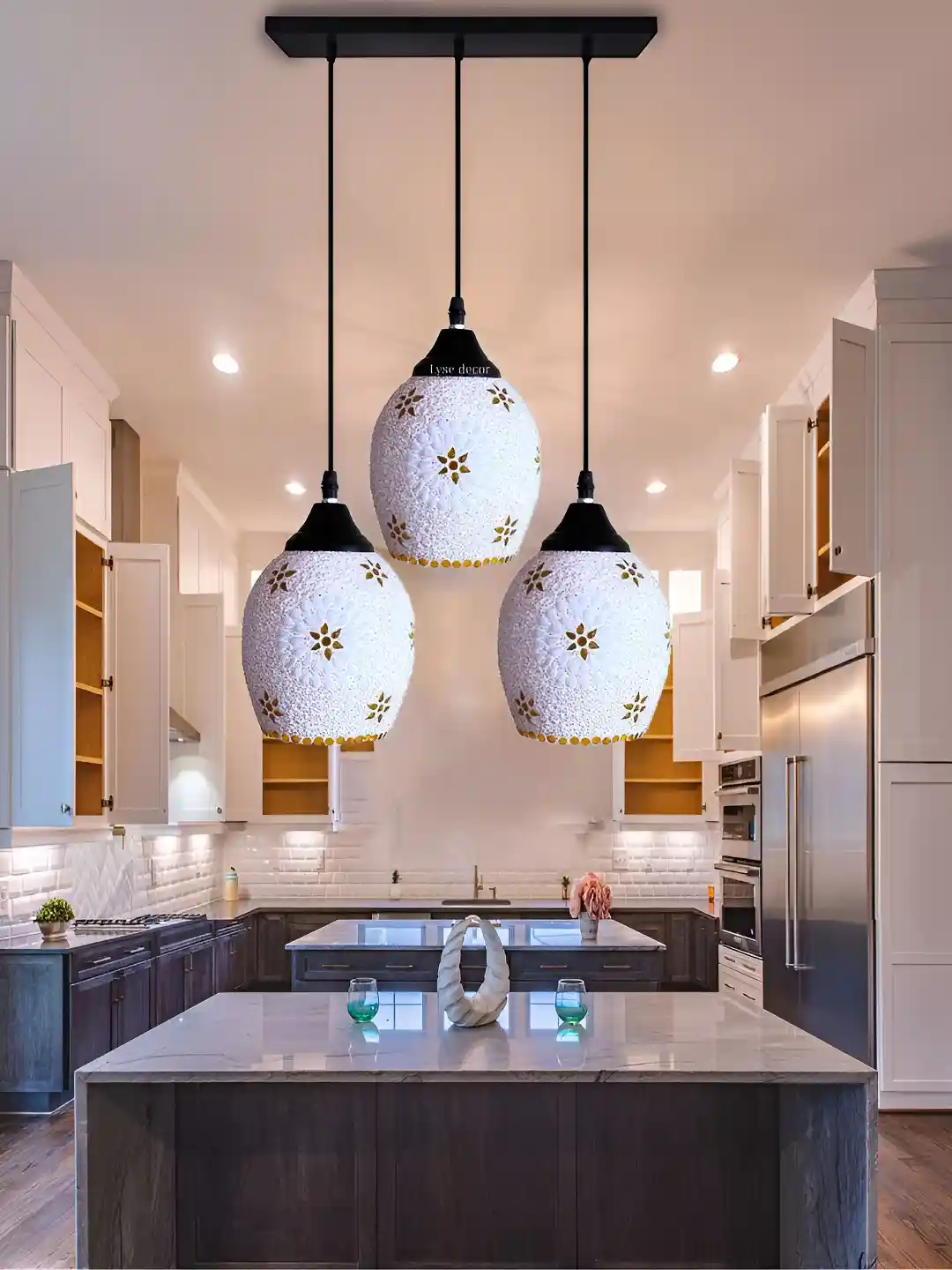 Buy Lyse Decor White Yellow Textured Hanging Lights Ceiling Lamp