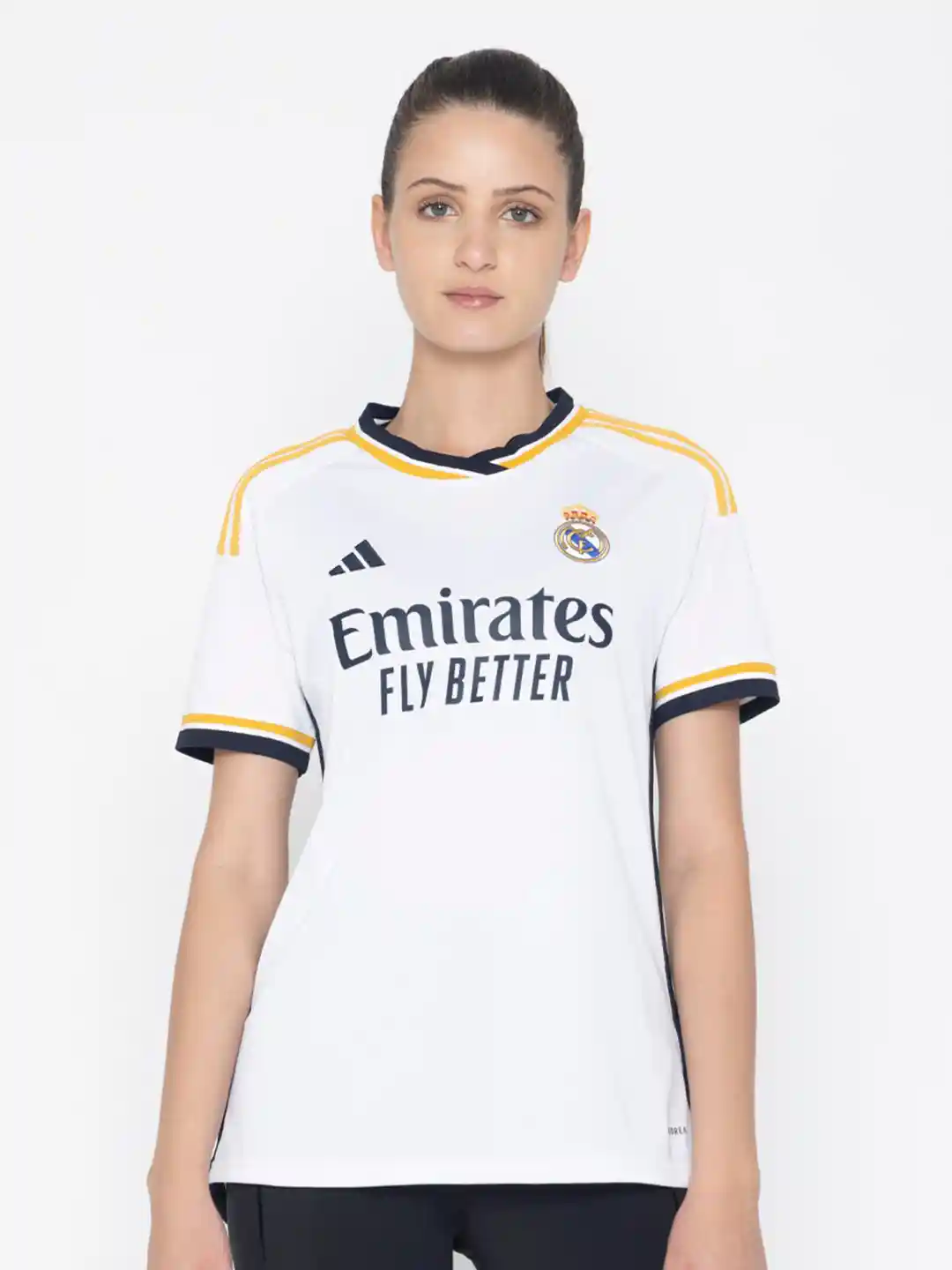 Buy ADIDAS Real H Jsy W Typography Printed Regular Fit Sports