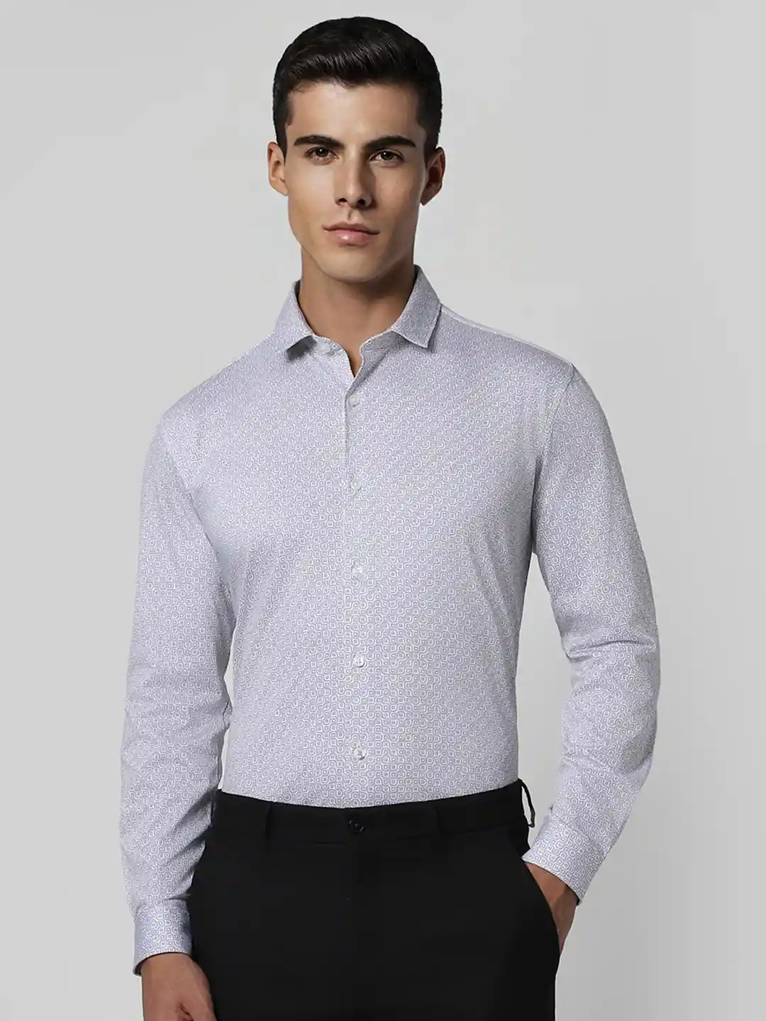 Buy Van Heusen Men Grey Slim Fit Printed Party Shirt Shirts for