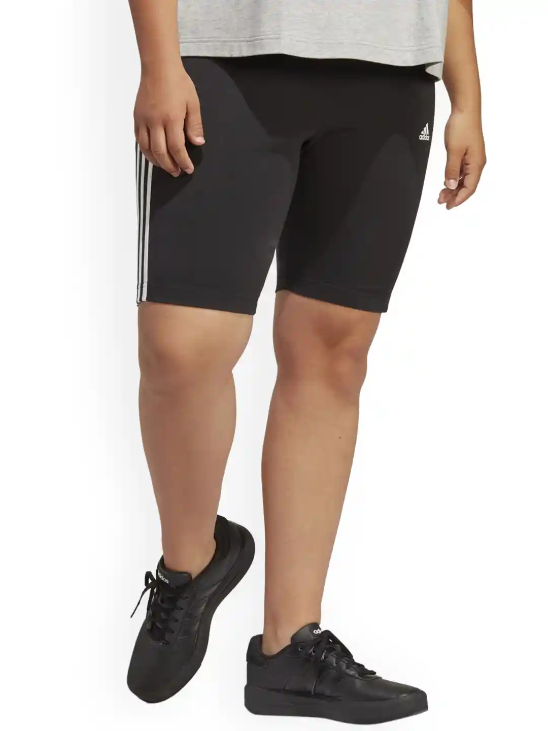 ADIDAS W In3s Bk Sho Women Striped Above Knee Length Gym Tights