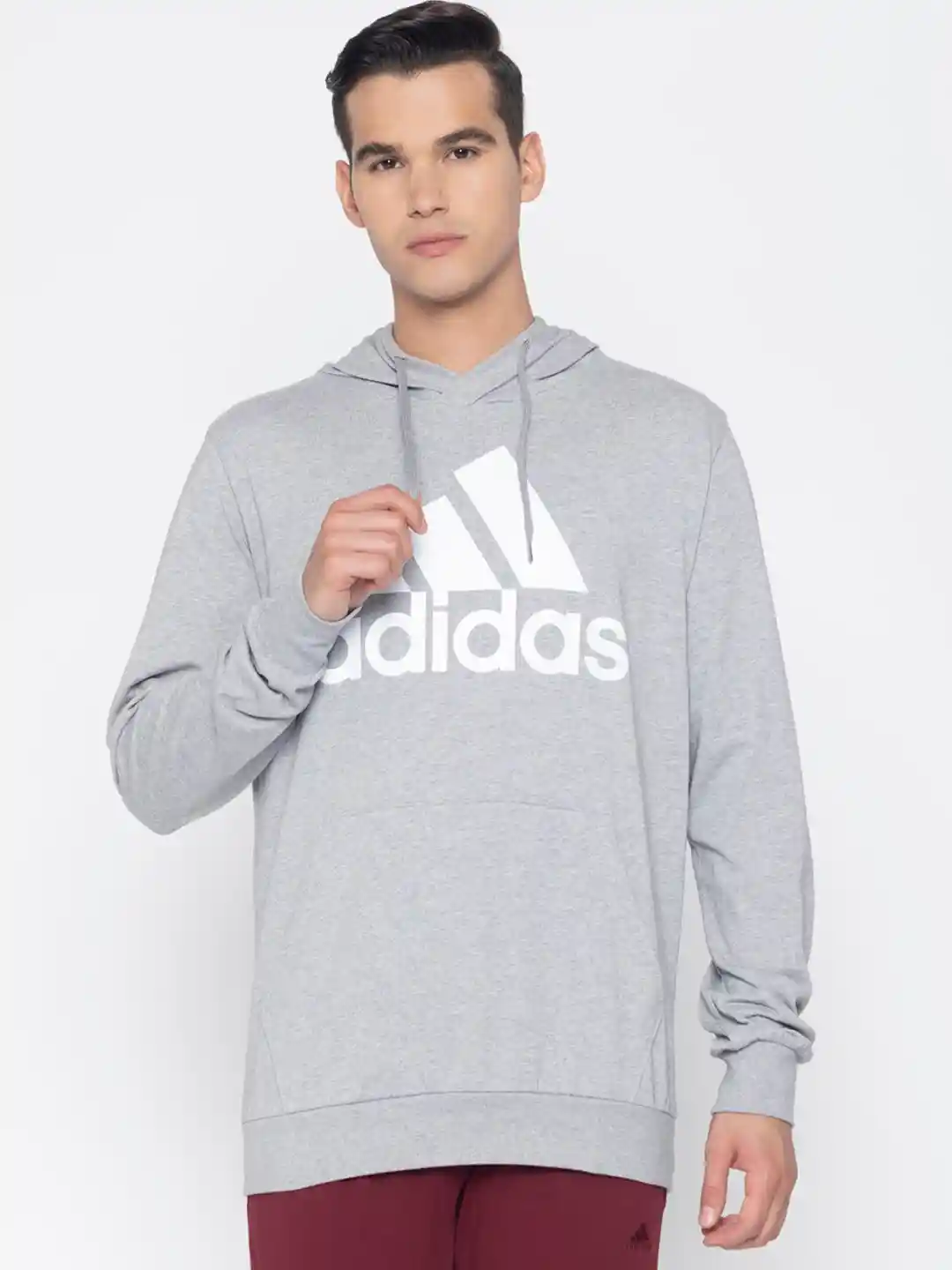 ADIDAS Brand Logo Printed Hooded Cotton Pullover Sweatshirt
