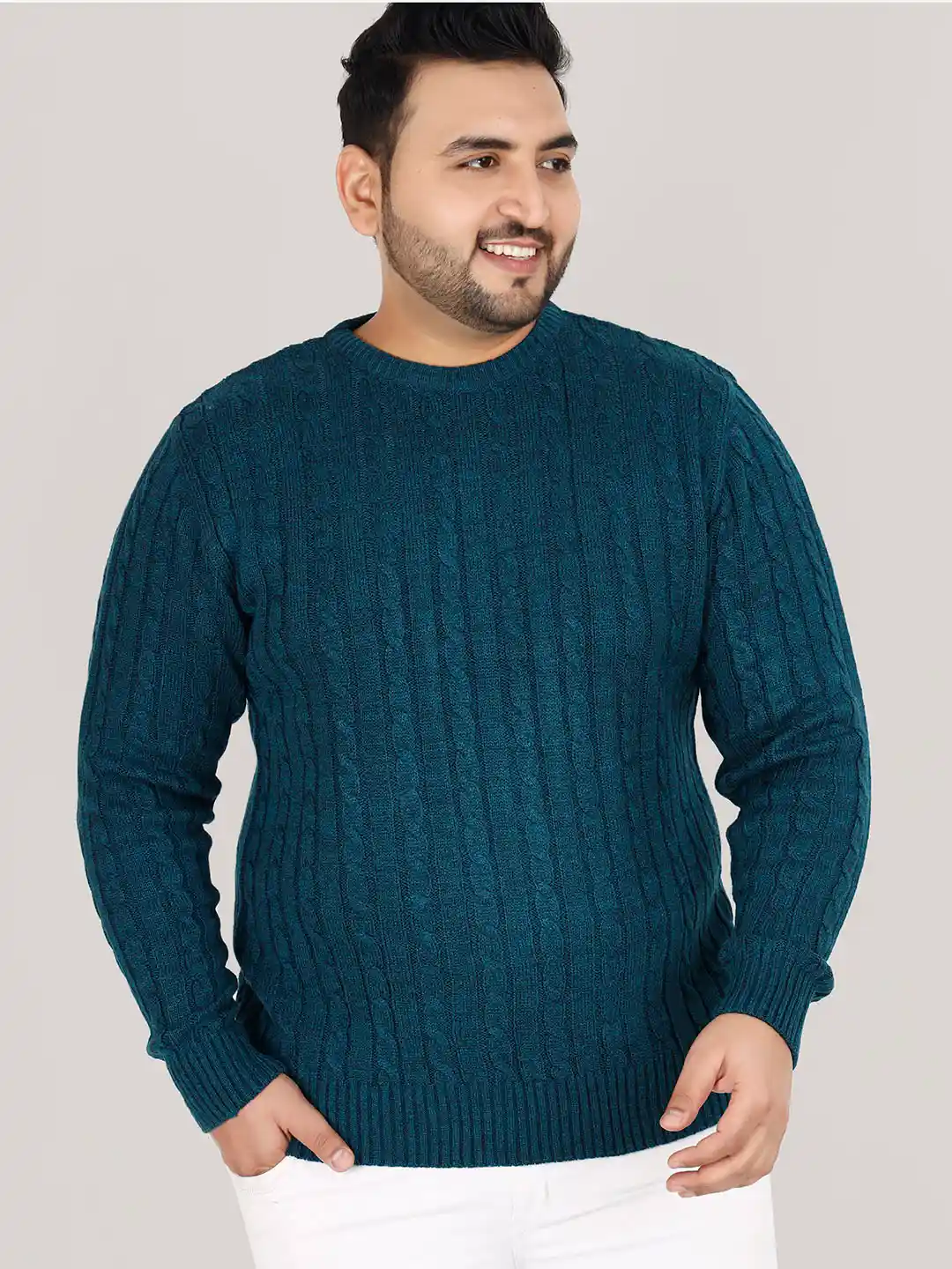 Buy Sztori Plus Size Cable Knit Self Design Pullover Sweaters