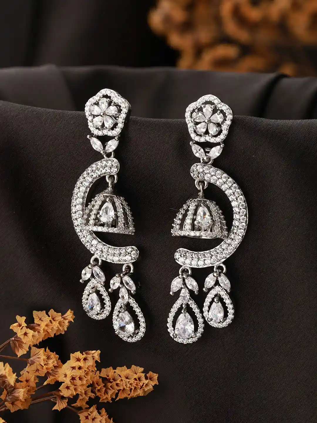 Buy Saraf RS Jewellery Silver-Plated American Diamond Studded