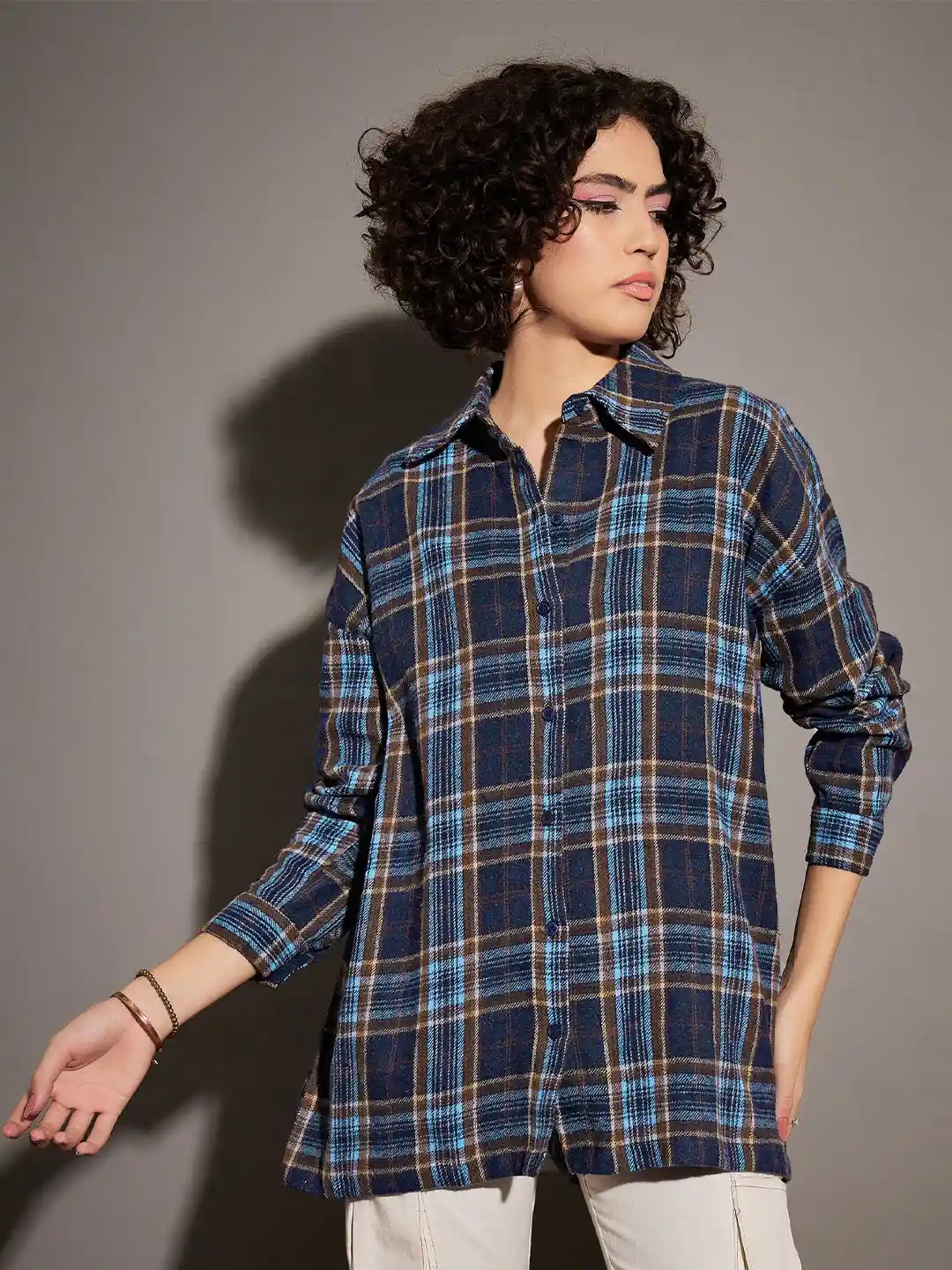 SASSAFRAS Tartan Checked Oversized Pure Cotton Casual Shirt