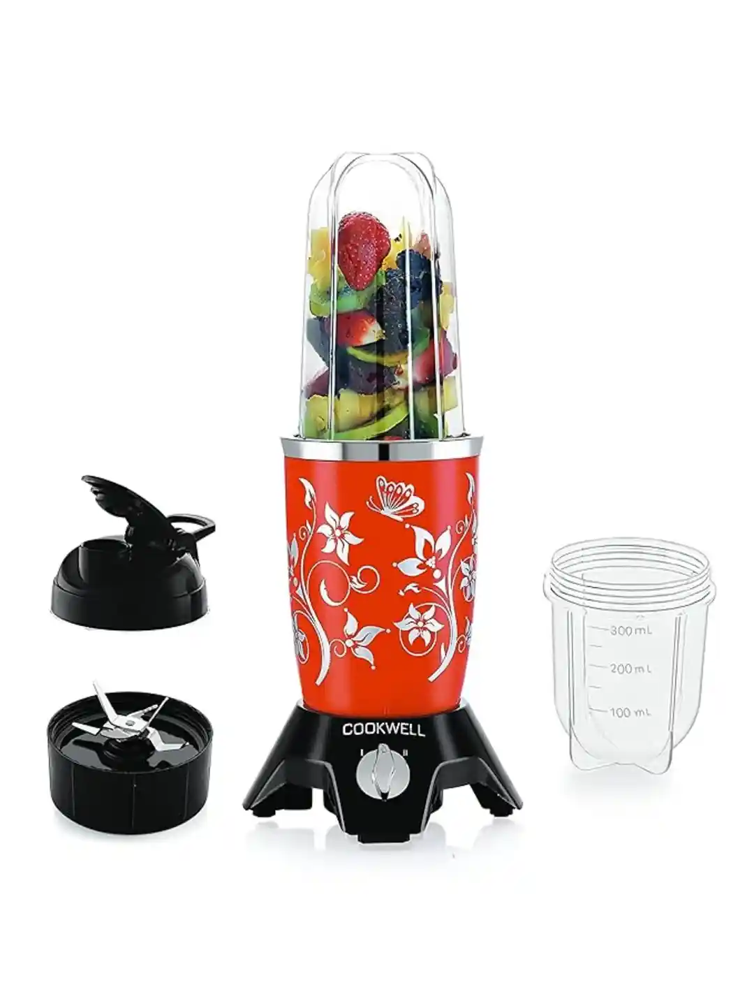 Cookwell Bullet Red Plastic Food Grade Jars Wet and Dry Grinder with  Juicer-600W
