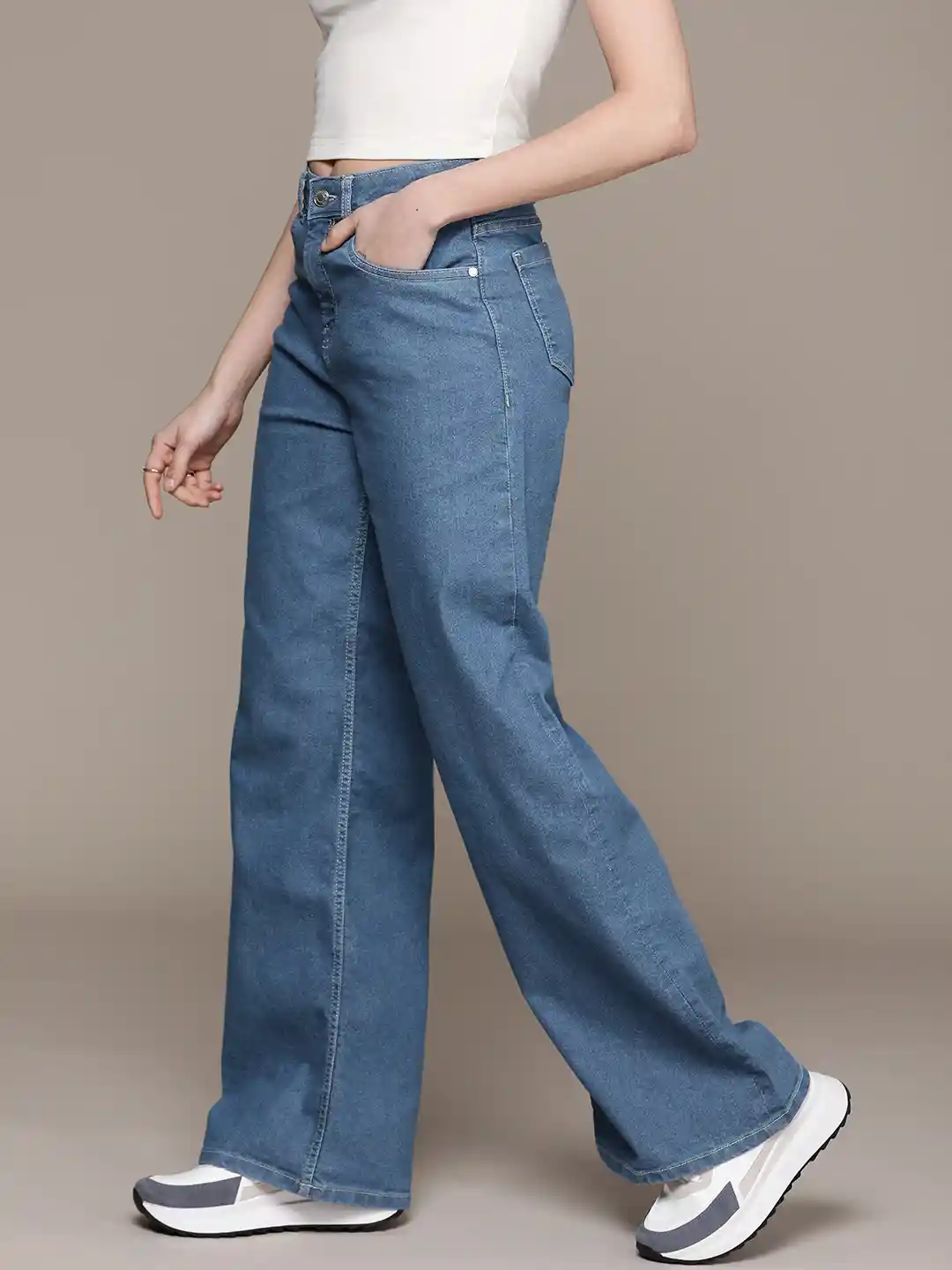 Buy The Roadster Life Women Wide Leg High-Rise Stretchable