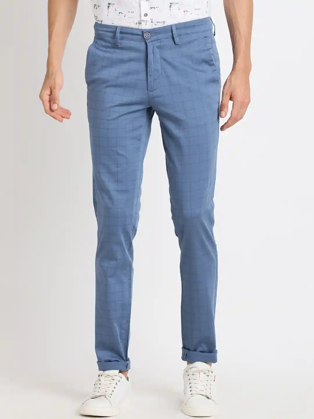 Tapered Checked Chino Trousers Turtle Men Smart Tapered Fit