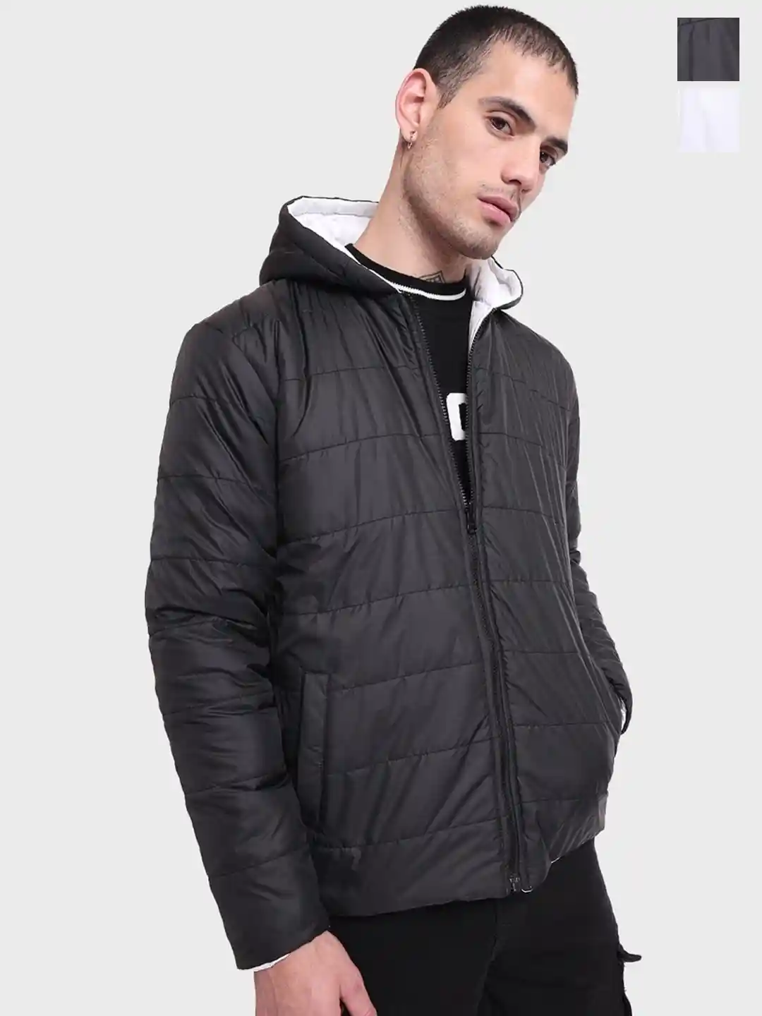 Buy Bewakoof Plus Hooded Reversible Oversized Puffer Jacket