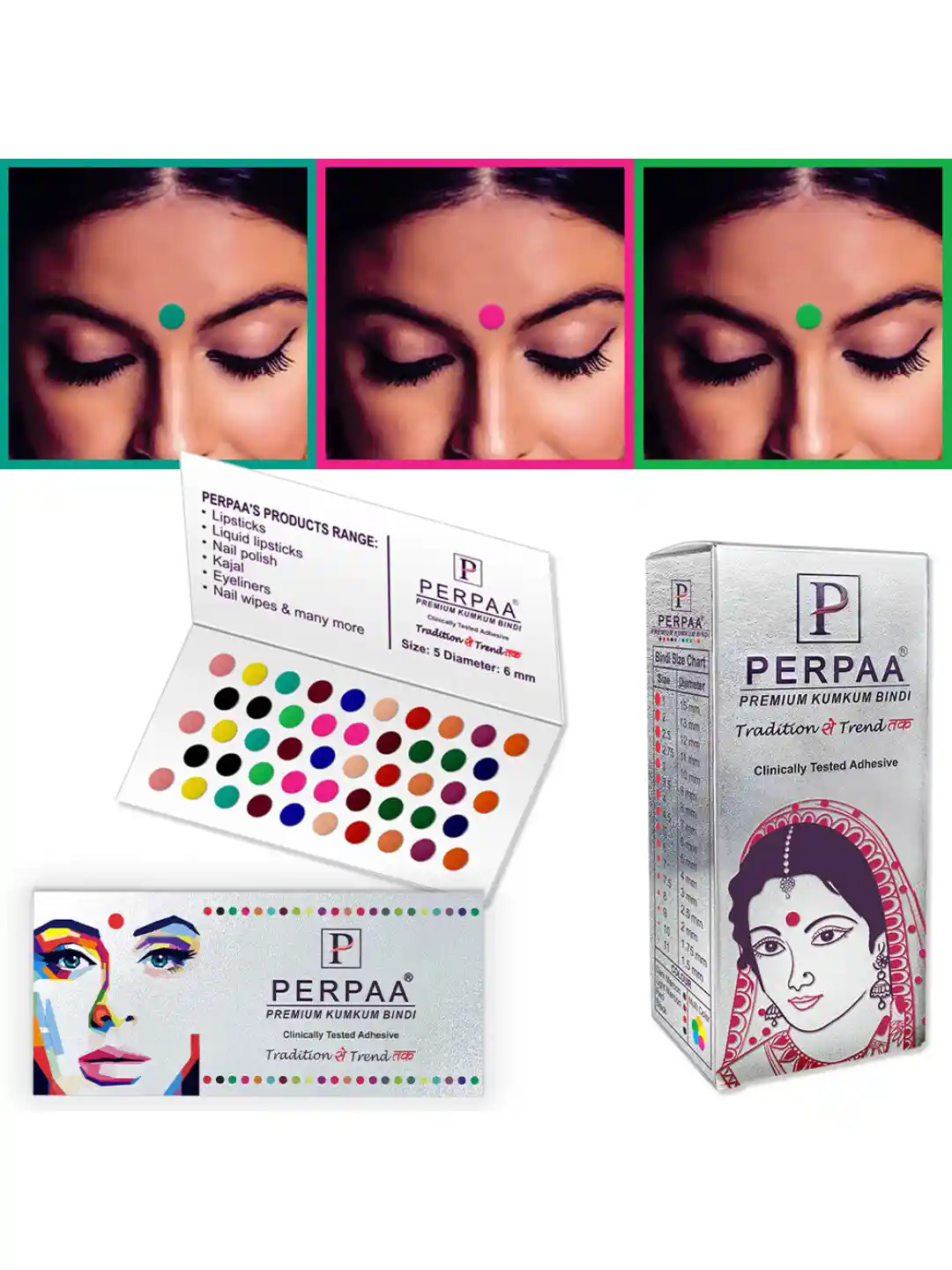 ♡BIBI♡ Buy PERPAA Set of 16 Premium Velvet Multicolor Kumkum Bindi Flaps