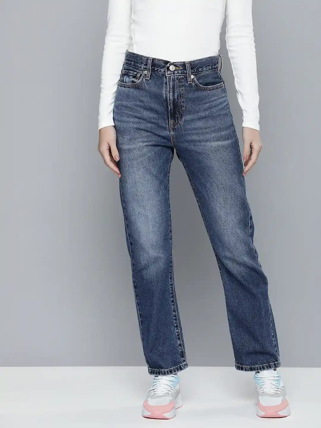 women's jeans wedgie straight that girl Levis Women Wedgie Straight Fit High-Rise Heavy Fade Pure Cotton Jeans