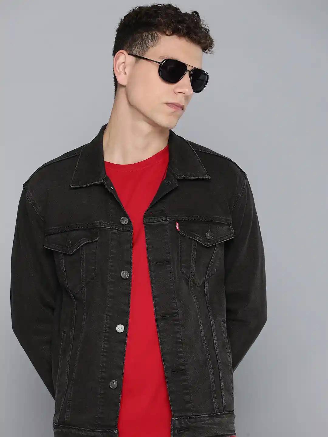 Levis Red Trucker Jacket Mens Levis Spread Collar Long Sleeves