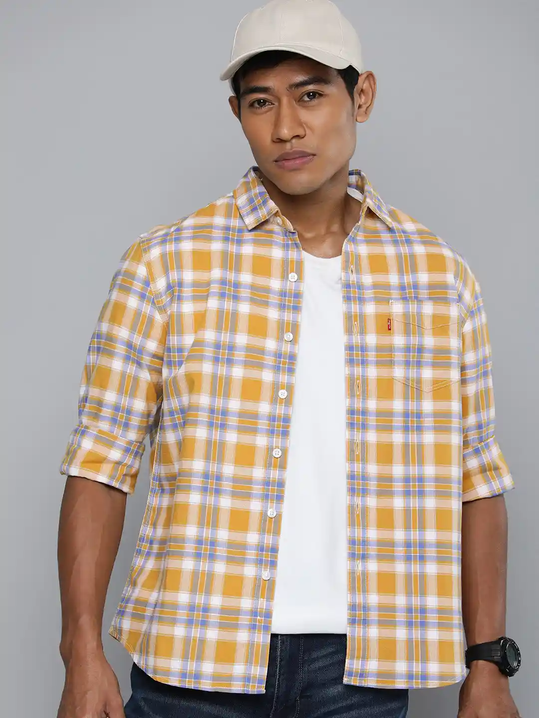 Yellow Levi's Buffalo Plaid Shirt Levis Pure Cotton Slim Fit