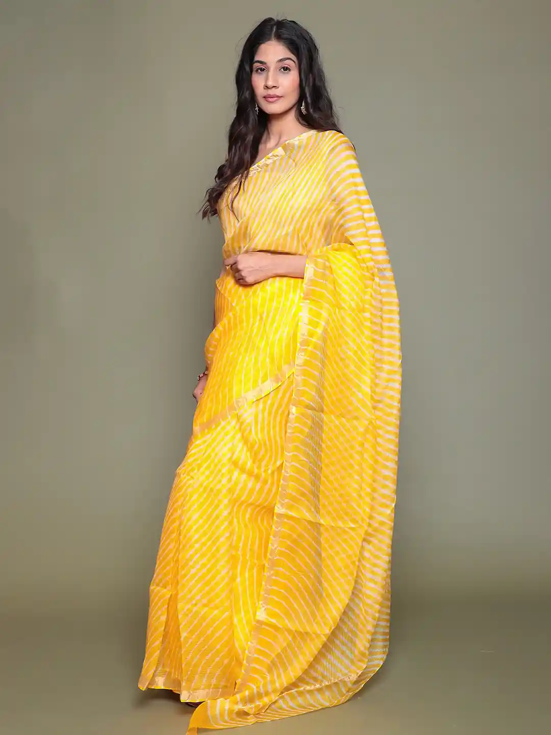 Buy ZARI Leheriya Printed Zari Kota Doria Saree Sarees for Women