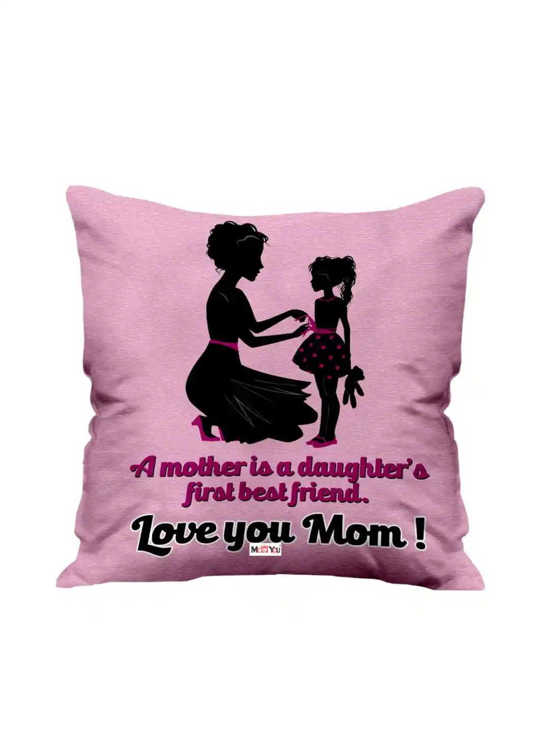 Buy ME YOU Pink Black Printed Fibre Filled Square Cushion