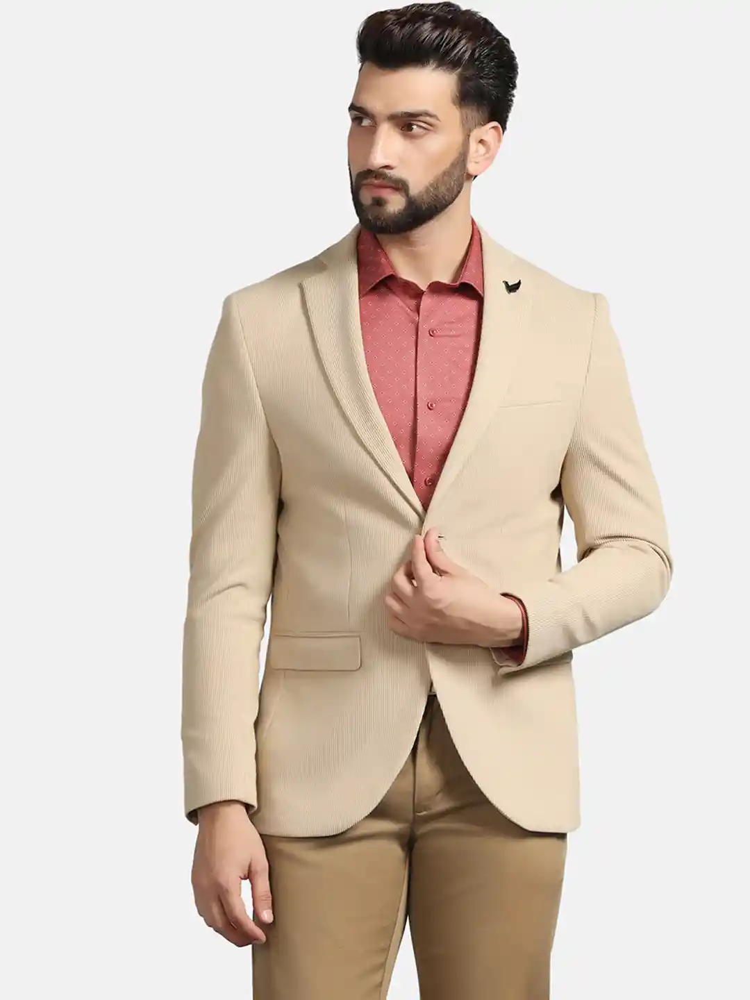 Buy Blackberrys Textured Notched Lapel Single Breasted Slim-Fit