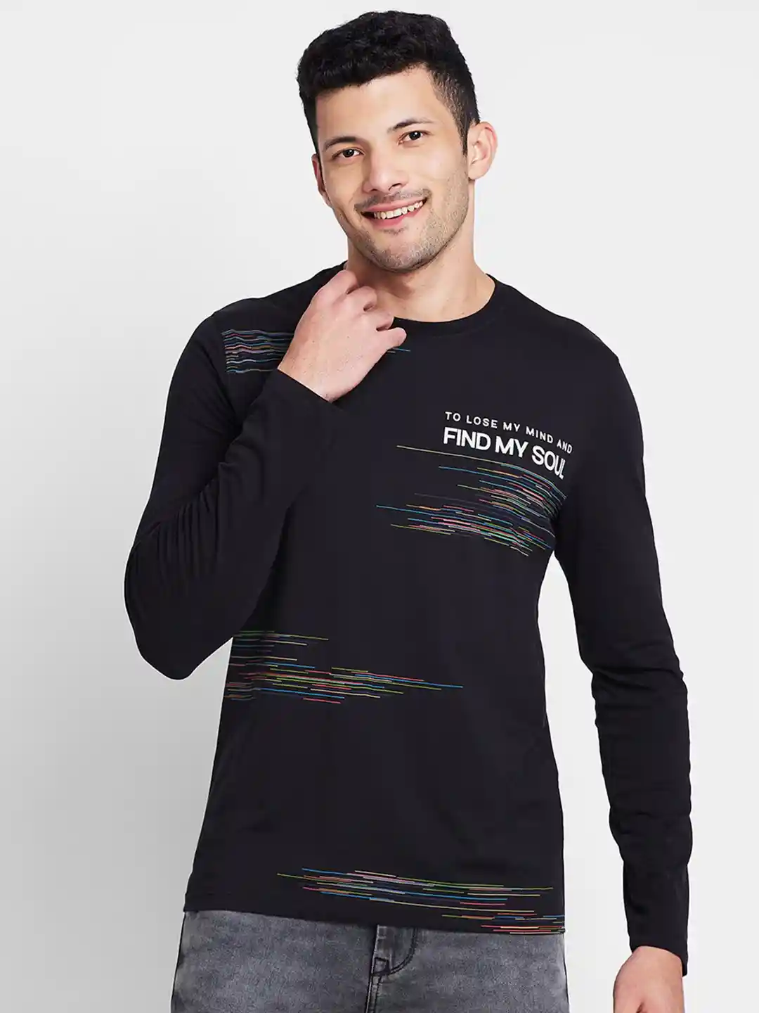 Buy Being Human Typography Printed Round Neck Long Sleeves Regular