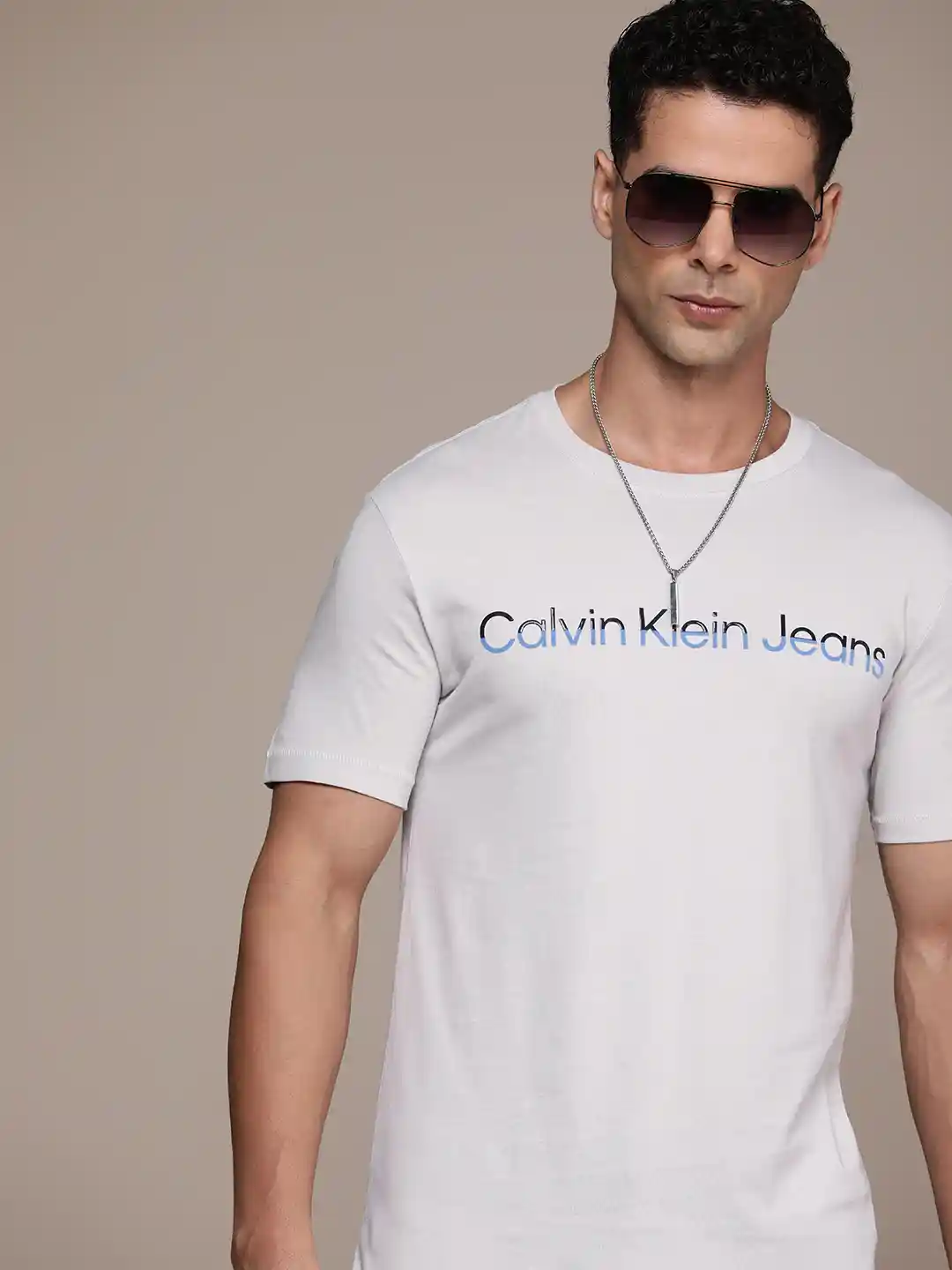 Buy Calvin Klein Jeans Brand Logo Pure Cotton Applique Slim Fit T