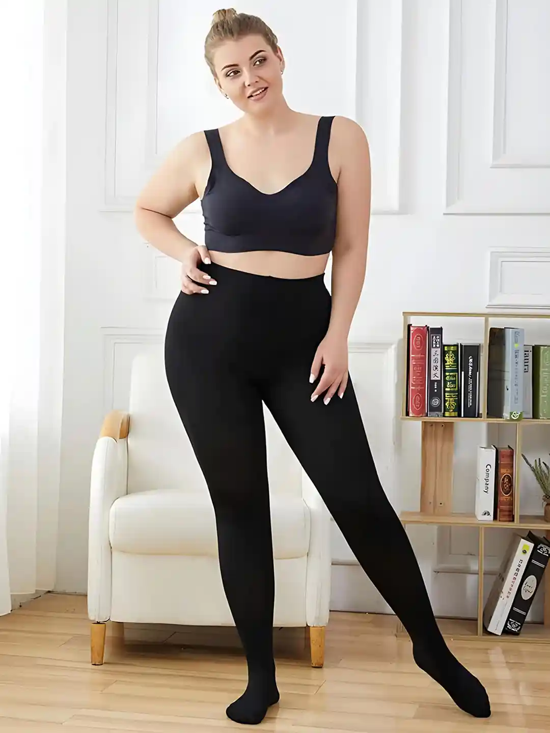 Buy Hill Islands Thermal Fur Fleece Lined Black Pantyhose Footed