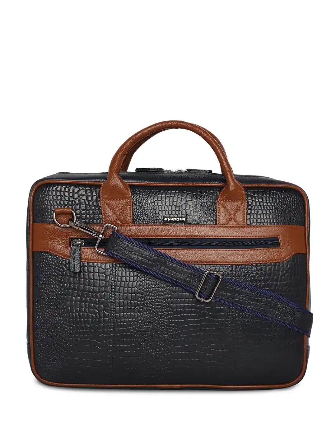 Buy Stamp Unisex Textured Leather Laptop Bag Up to 17 inch