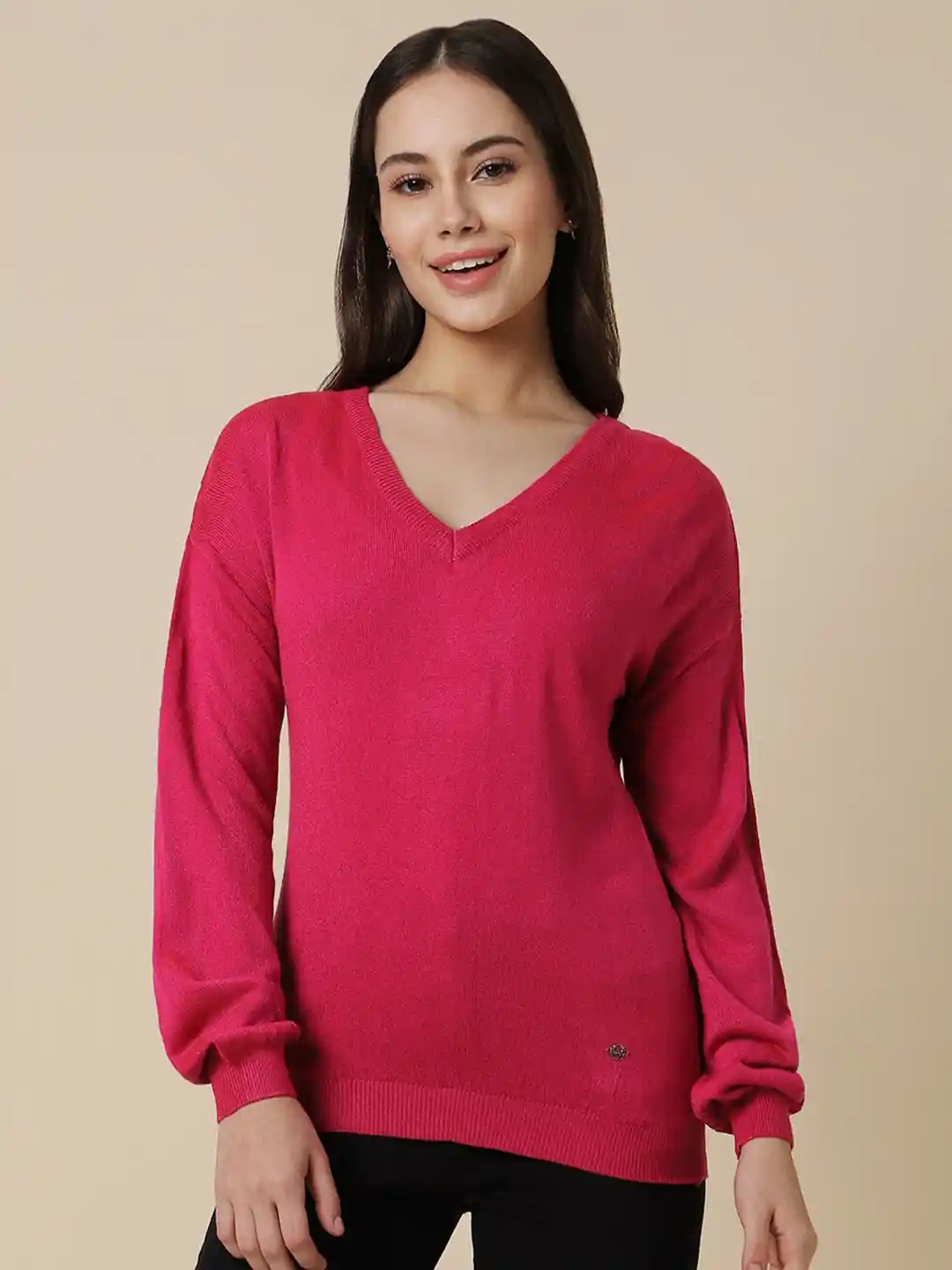 Buy Allen Solly Woman V-Neck Pullover Sweater Sweaters for Women