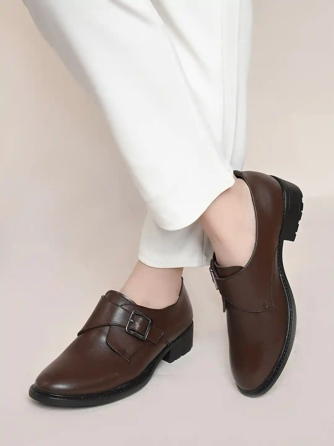 Buy her by invictus Women Formal Monk Shoes With Buckle Detail
