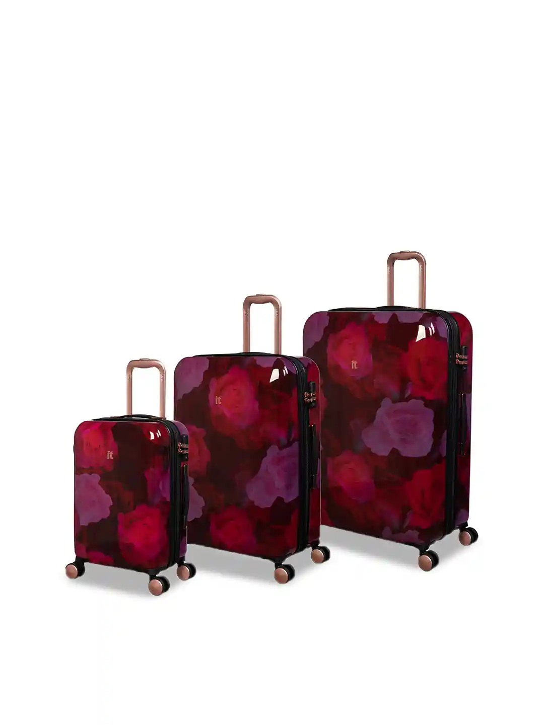 Buy IT luggage Set Of Red Textured Hard-Sided Trolley Suitcases - Main Image
