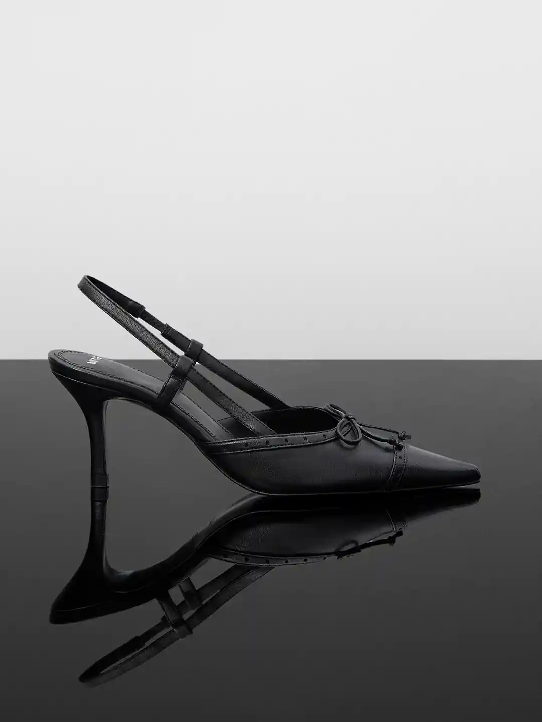 Buy MANGO Women Leather Slim Heeled Mules with Bow Heels for