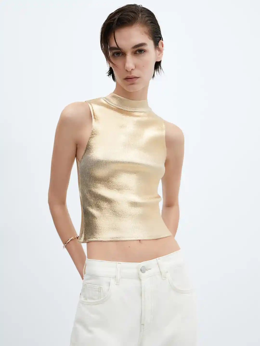 HOT Knitted Tops Mango Halter Top MANGO Metallic Knit Top