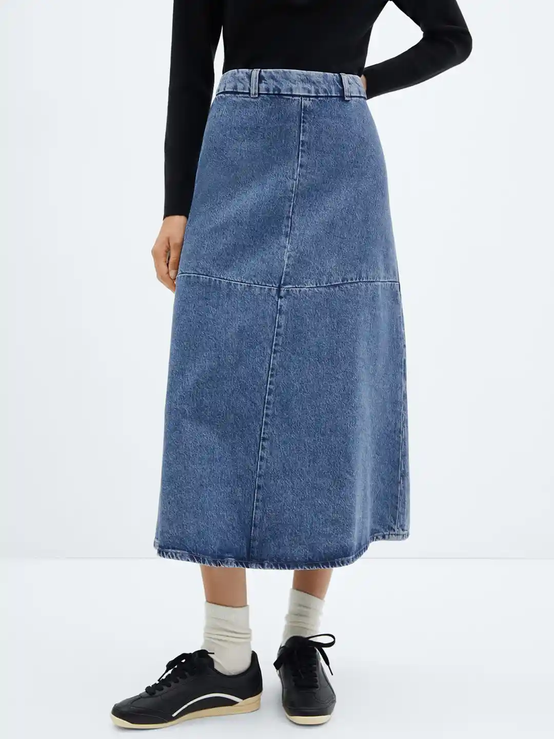 MANGO Midi A-Line Denim Skirt