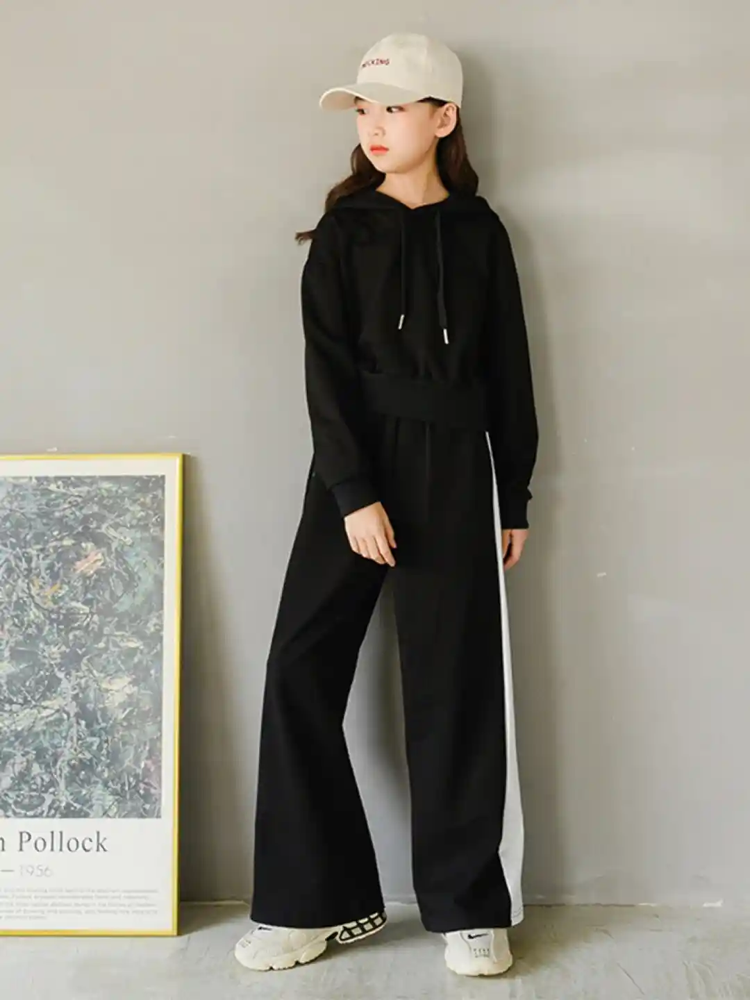 Buy StyleCast Girls Black White Hooded Sweatshirt With Trousers