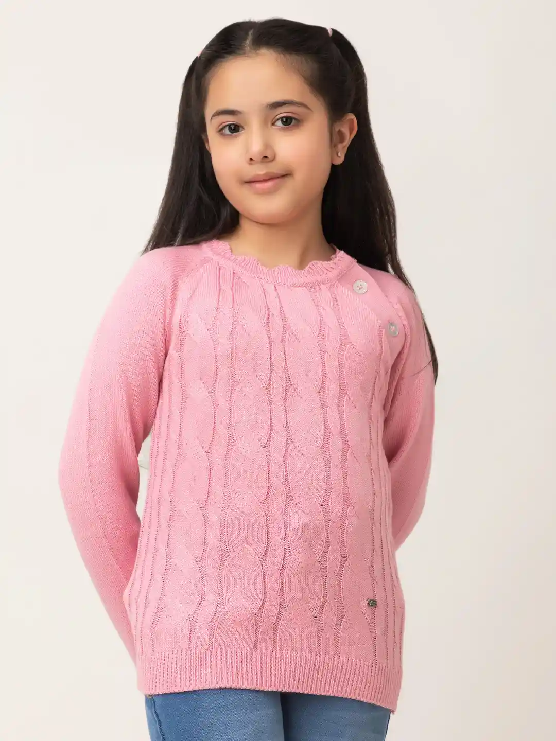 Buy Purple United Kids Girls Cable Knit Self Design Acrylic