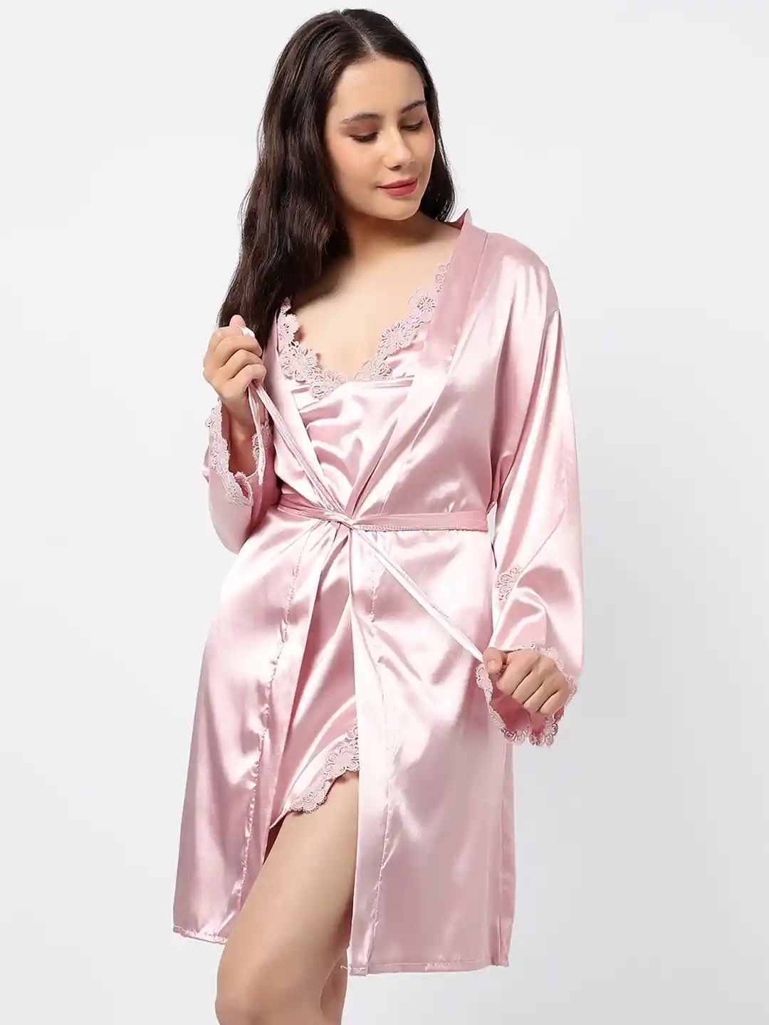 Buy HAUTE SAUCE Pink Sleeveless Satin Night suits Night suits
