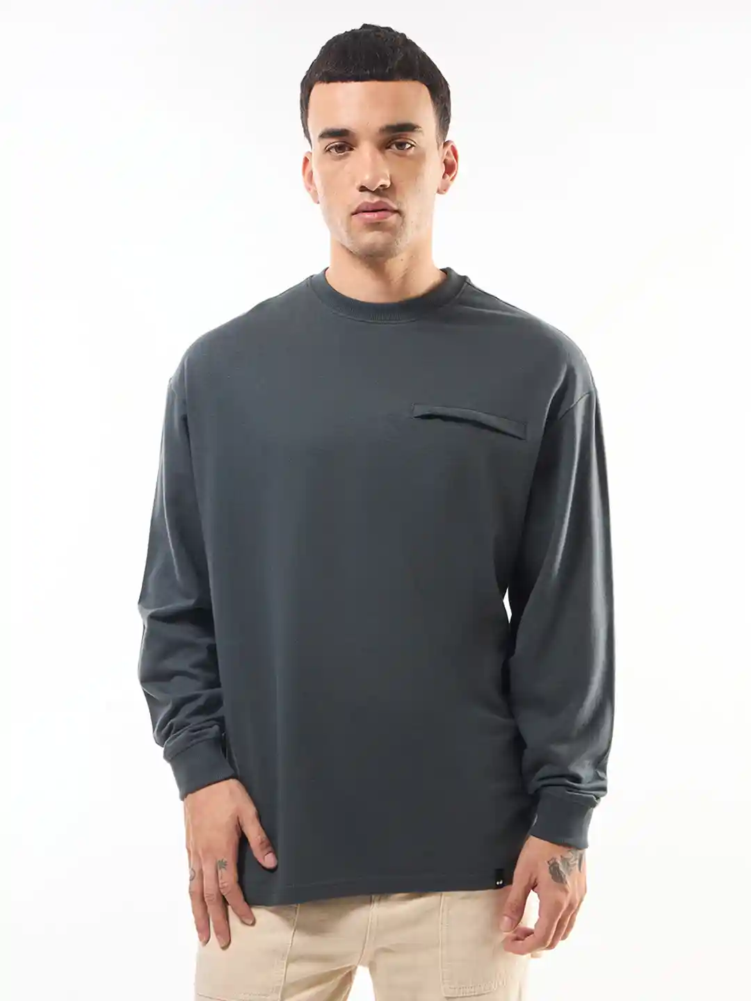 Buy Bewakoof Heavy Duty Men Grey Super Loose Fit T-shirt