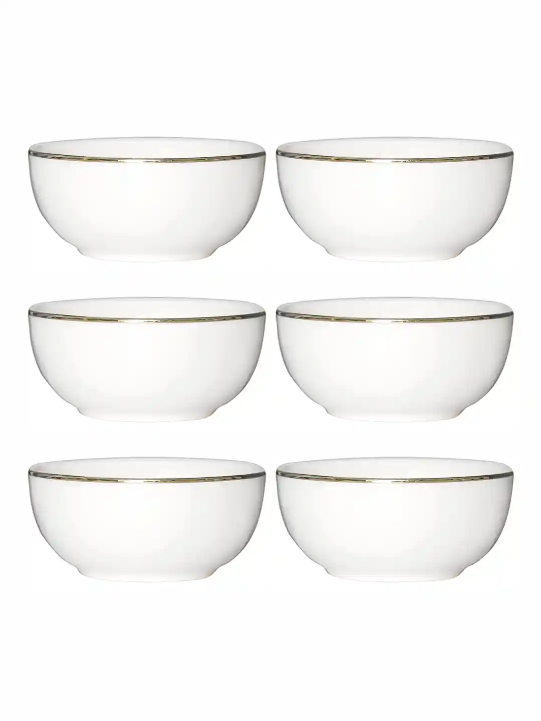 Buy SONAKI White Gold Toned Pieces Bone China Glossy Bowls 300