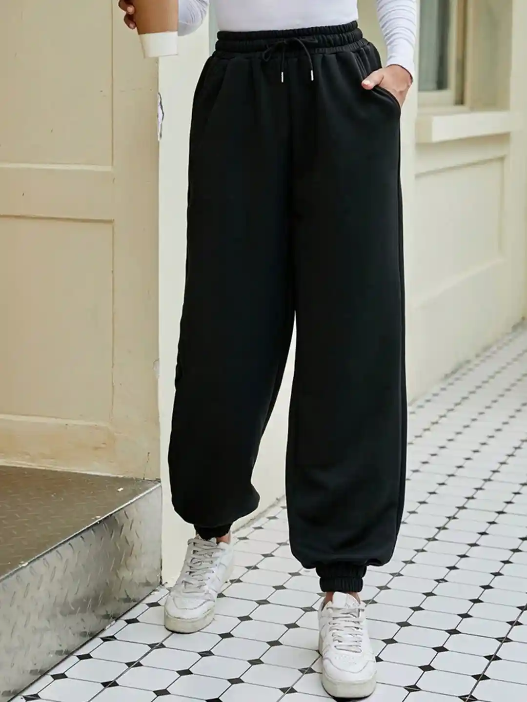 BAESD Women Relaxed High-Rise Non Iron Organic Cotton Jogger